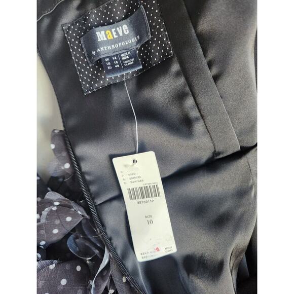 NWT Anthropologie 3D Floral Polka Dot Mini Dress size 10 Black #8A413 - Picture 9 of 12
